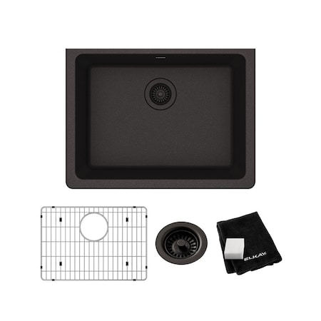 Elkay SINK, UnderMount Mount, 0 Hole, Black ELGU2522BK0C